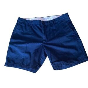 Club Monaco Men’s Navy Blue Flat Front Casual Cotton Chino Shorts Size 34